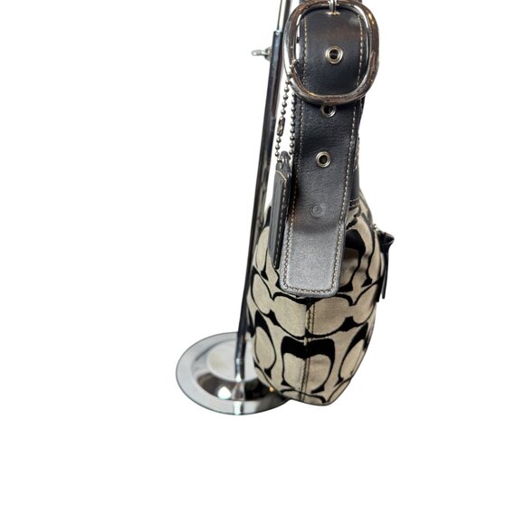 Coach Signature Sufflette C Canvas & Leather Hobo Shoulder Crossbody Bag - Picture 9 of 15